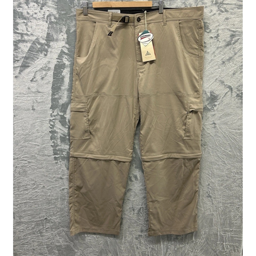 Prana Pants Mens 2XL Beige Zion Stretch Convertible Hiking Outdoor Cargo